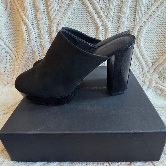 NIB Gabrielle Union Women's Mykayla Platform Slip On Heeled Mule‎ Size 9 Black - Picture 3 of 7